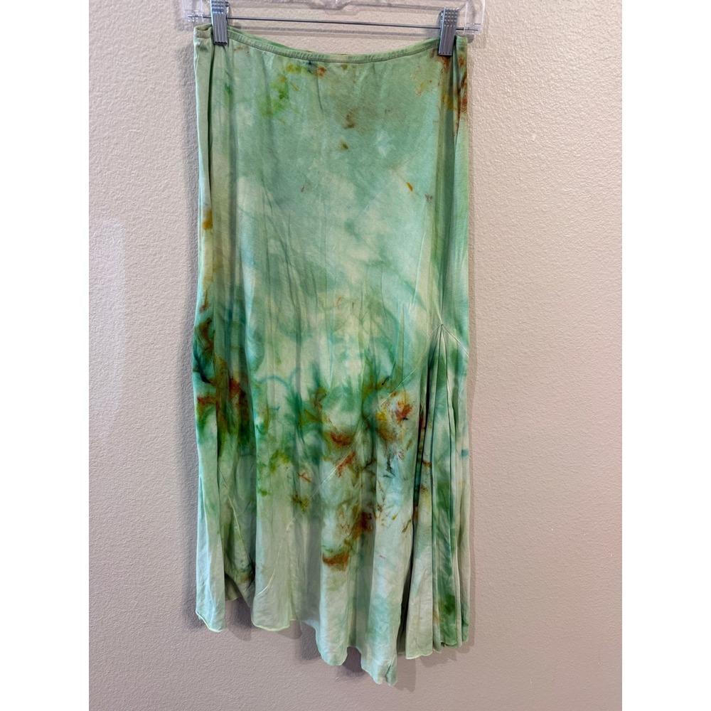 Robin Kaplan Tie Dye Maxi Skirt Green Organic Cotton Soy Blend Size 2 Boho USA